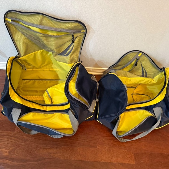 Nautica Westport Wheeled Carry on Duffel Bags Set Of 2 Navy/Yellow/Gray - Picture 3 of 5